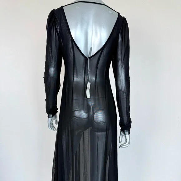 NWT!!! Anthropologie black sheer long dress size M Retail 118$ - Picture 3 of 8